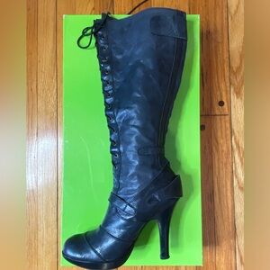 Sam Edelman Black Knee-High Lace-Up Women's Boots